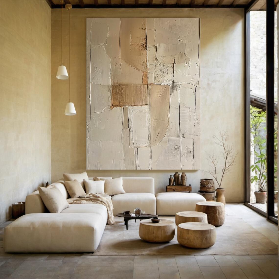3D Beige Large Canvas Abstract - Photography Geometry review and price